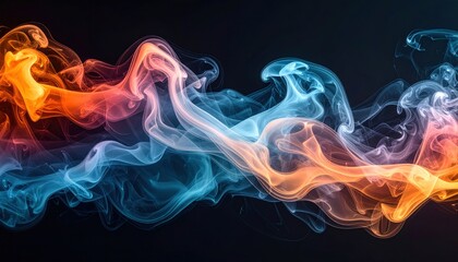 Obraz premium Abstract composition of colorful, wispy smoke plumes against a dark background