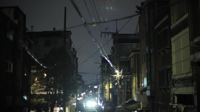 건설, 건물, 도시, 건축, 전기, 석양, 케이블, 콘크리트, 마을, 골목, 주택