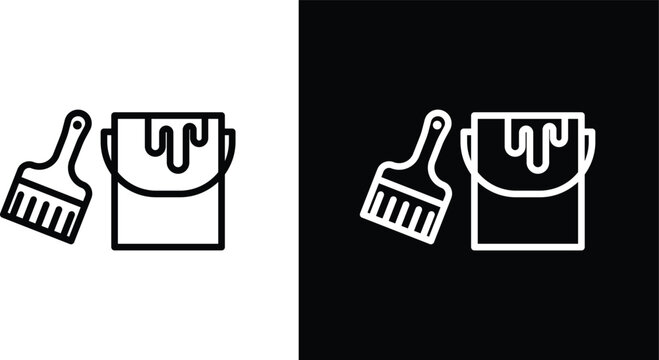 Paint bucket and paint brush icon
