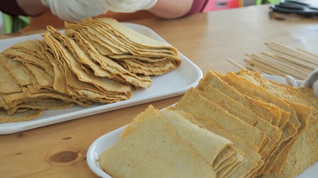 먹을것, 식사, 빵, 간식, 고기, 아침 식사, 건강한, 맛있는, 어묵, 꼬치