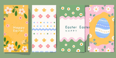 Four colorful easter cards with floral patterns and festive greetings © Dibyendu