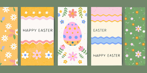 Colorful easter bookmarks with floral patterns and festive greetings © Dibyendu
