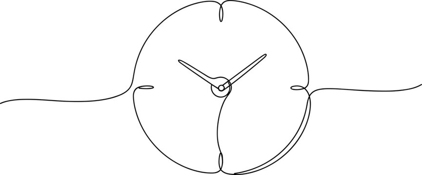 Continuous line drawing of clock.