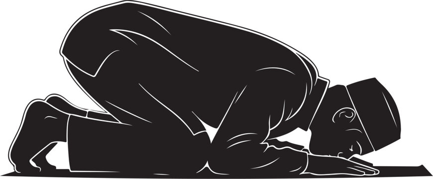 Man in prayer position on white background person praying