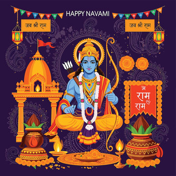 Hindu God Rama Sitting Meditating Peacefully.