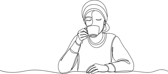 Fototapeta premium Woman Drinking from a Cup.