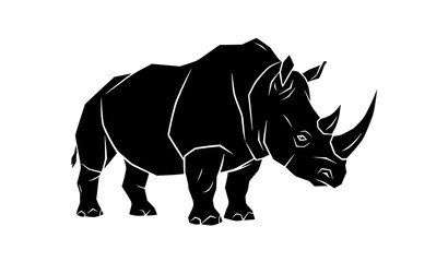 Geometric rhinoceros silhouette vector illustration polygon wildlife rhino isolated on white background © Md Humaun