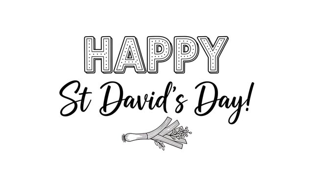 Happy st david's day greeting card with welsh symbol