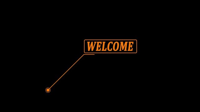 Welcome text animation with HUD elements. HUD elements rectangle frame with Welcome text type mood motion graphics. Box for Technology Interface 4k video.