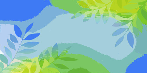 Fototapeta premium Abstract watercolor painting featuring blue and green foliage shapes