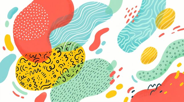 Abstract shapes colorful background doodle art pattern