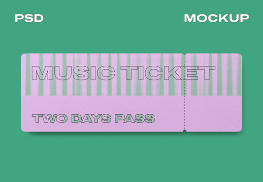 Music Ticket Mockup Template PSD