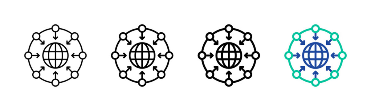 Centralized Network Icon Collection Different Style Outline