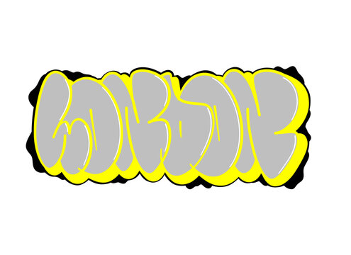textured graffiti throw up bubble style letter LONDON city name isolated design