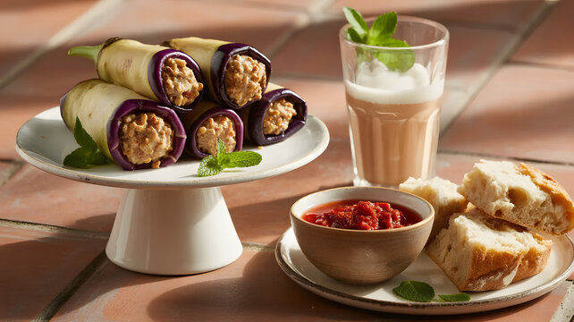 Eggplant rolls with walnut paste