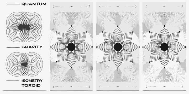 Abstract geometric patterns representing quantum gravity and isometric toroids
