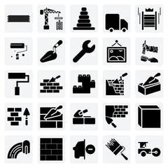 Naklejka premium Building And Renovation Essentials – Truck, Ladder, Wrench, And Painting Tools For Construction And Repair Jobs.