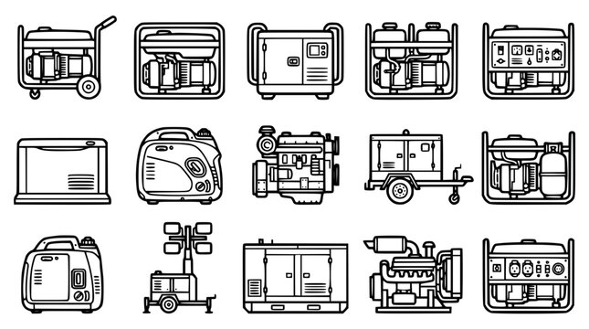 Various portable generator designs and models illustrated