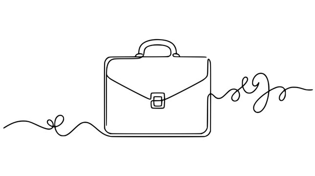 Continuous line drawing of a briefcase with a handle