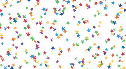 Obraz premium Multicolored Stars Falling on White Background
