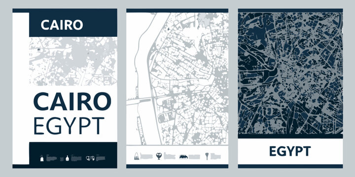 Abstract city maps of cairo egypt in a modern graphic design