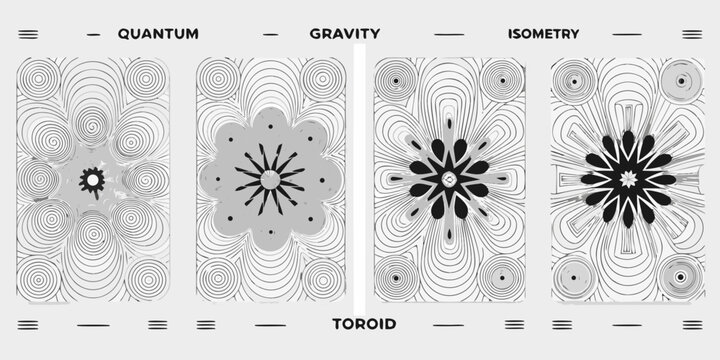Abstract geometric patterns depicting quantum gravity and toroidal shapes