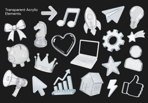 Transparent Acrylic Elements Design Set