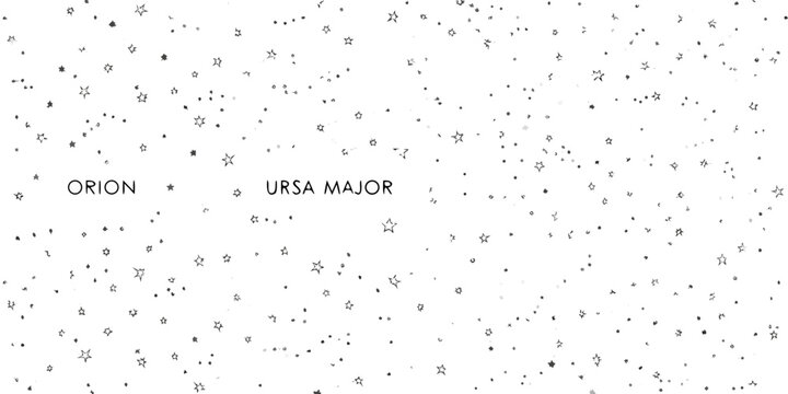 A vintage illustration depicting constellations orion and ursa major