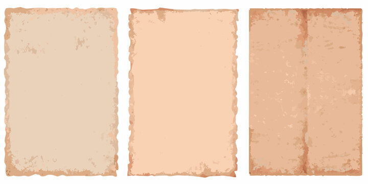 Three rectangular aged paper textures arranged in a vertical composition