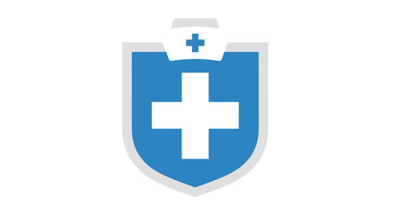 Fototapeta premium Medical Shield Icon with Plus Symbol for Healthcare and Protection