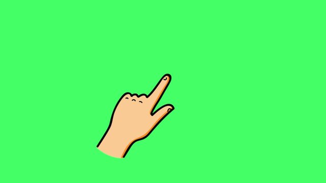 Animation Cartoon Hand Pointing Gesture Up On Green Screen Background Simple Gesture Illustration For UI