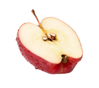 slice of red apple on transparent background