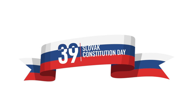 Slovak Constitution Day 39th Anniversary Ribbon Flag Banner