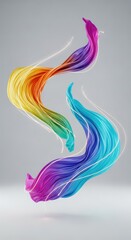 Fototapeta premium Floating silk fabrics swirl in a weightless void, capturing the essence of fluid motion and grace through glowing trails of light and air, wave, blur, serene