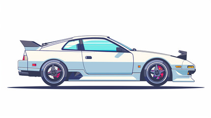 Fototapeta premium Clean Flat Vector Illustration of Classic Sports Car Side View