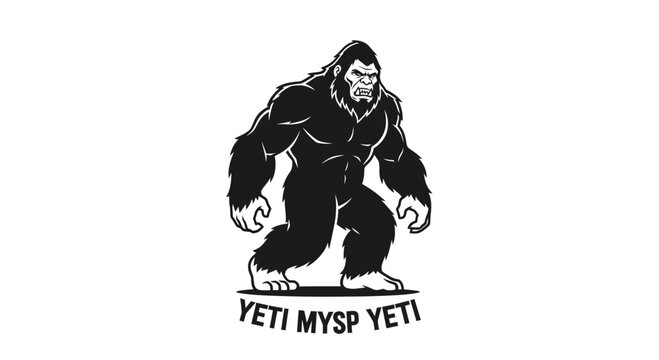Bigfoot Silhouette Icon, Yeti Vector Graphic, Mysterious Creature Art