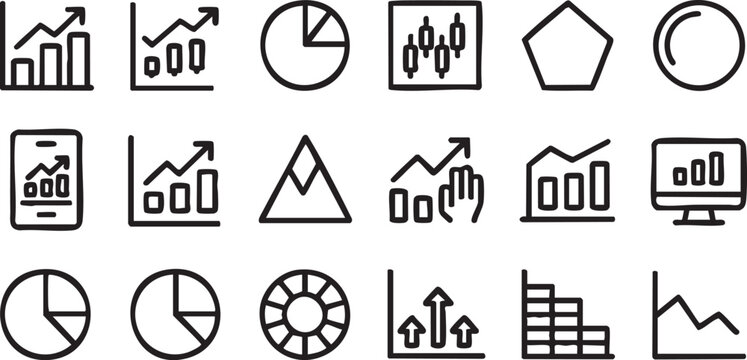 Data analysis vector icons for finance, statistics and business reporting