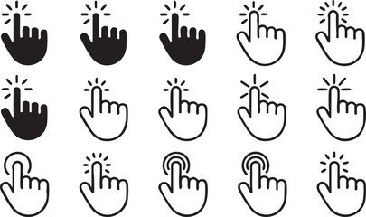 Fototapeta premium Hand click icon pack for buttons, navigation and digital interfaces
