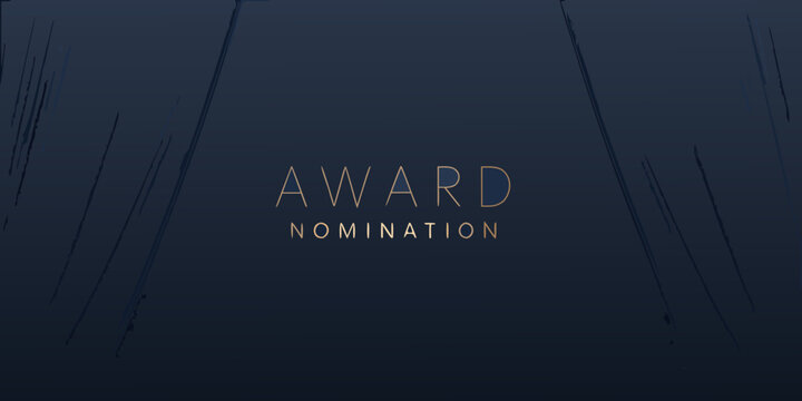 Dark blue background displaying the words award nomination in gold