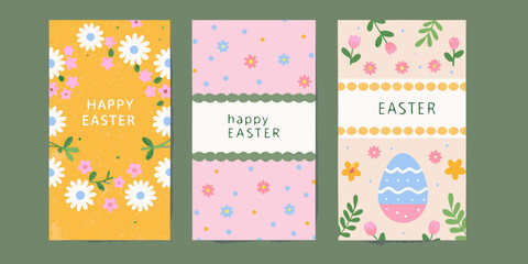 Three colorful easter banners with floral patterns and festive greetings © RanjanKumar