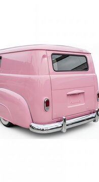 Pink vintage automobile isolated on white background retro transport concept