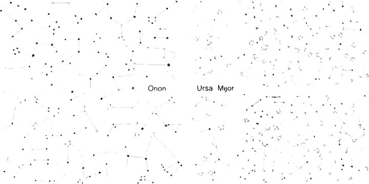 Constellation map illustrating orion and ursa major star formations