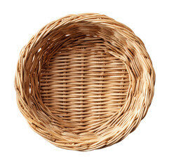 Fototapeta premium Round wicker tray basket isolated on white