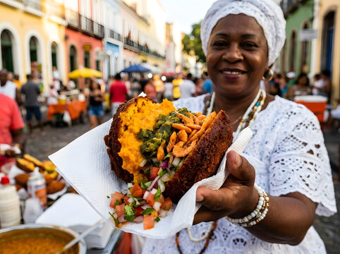 Traditional Bahian Acaraje with Vatapa and Dried Shrimp in Rio