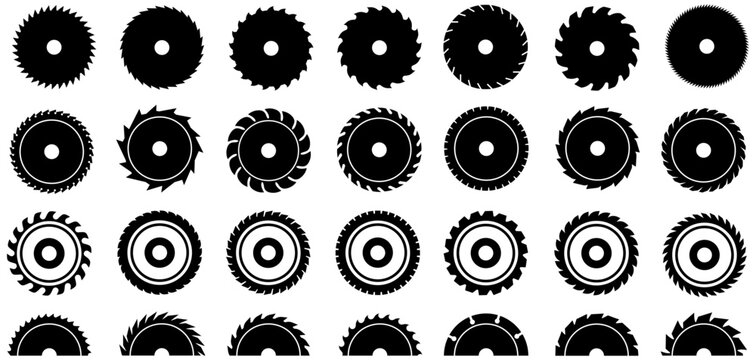 set Saw Blade silhouettes icon collections. circular blade symbol. woodworking blade. carpatery logo design vector illustration