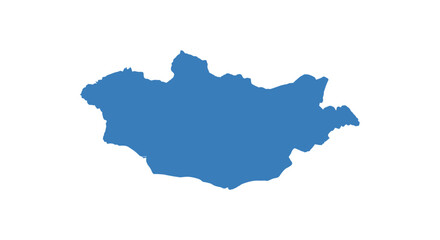 Fototapeta premium Blue Outline Map of Mongolia on White Background