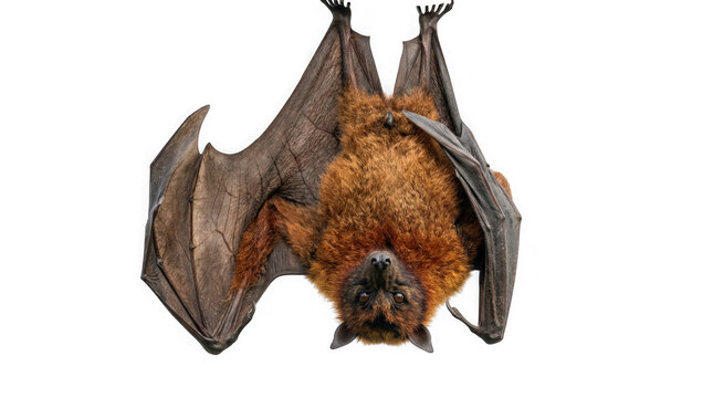 Golden crowned flying fox hanging upside down