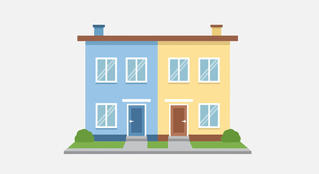 Modern Duplex House Exterior Facade, Two Colors, Residential Property