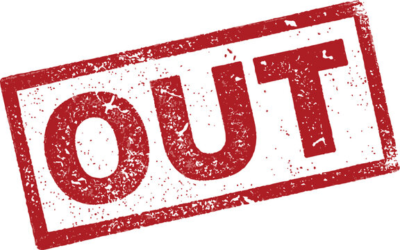 Out stamp text on white background and transparant