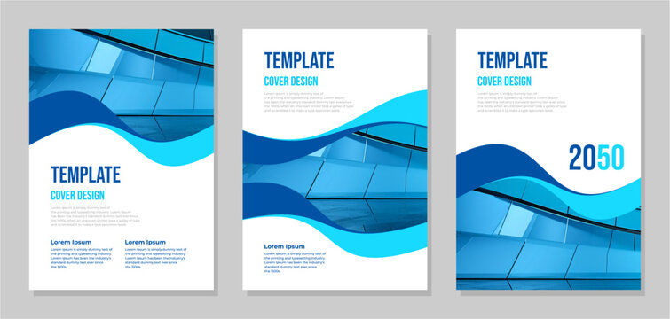 Cover templates for brochures, A4, pamphlets, booklets, cover designs, books, and brochure covers. background with blue waves